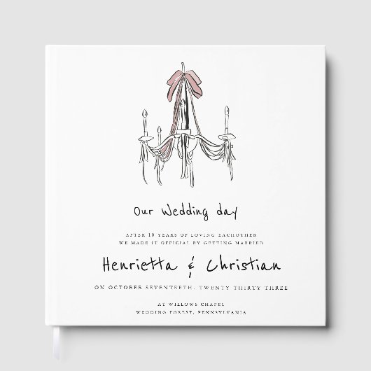 Chic Chandelier Script Wedding Guest Book Gastenboek (Voorkant)