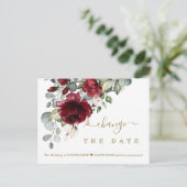 Chic Change Our Date Burgundy Flowers Wedding Briefkaart (Staand voorkant)