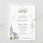 Chic Chapel Sketch Trouwwebsite QR Kaart (Voorkant)
