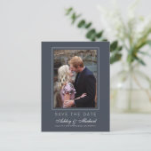 Chic Charcoal Blue Save the Date Verloving Photo Aankondigingskaart (Staand voorkant)