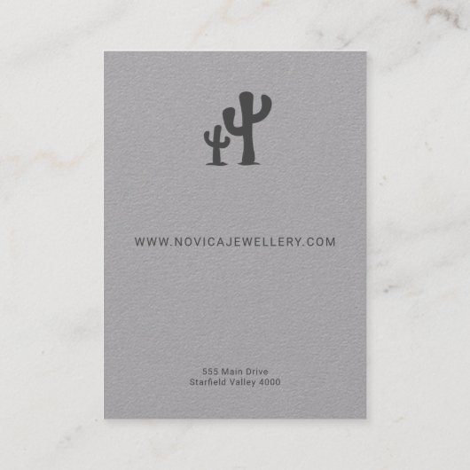 Chic Charcoal Cactus on Grey Earring Display Kaart Visitekaartje (Achterkant)