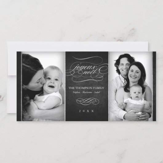 Chic Charcoal "Fijne Kerstmis" Foto Card Feestdagenkaart (Voorkant)