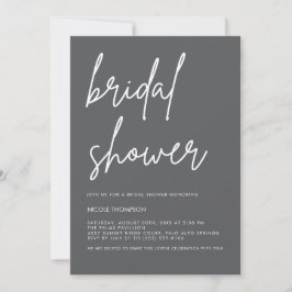 Chic Charcoal Modern Bridal Shower Invitation  Kaart