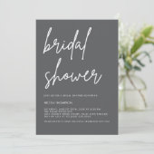 Chic Charcoal Modern Bridal Shower Invitation  Kaart (Staand voorkant)