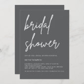 Chic Charcoal Modern Bridal Shower Invitation  Kaart (Voorkant / Achterkant)