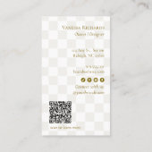 Chic Checker Tan Gold QR Code Boutique Vertical Visitekaartje (Achterkant)