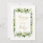 Chic Cheerful Floral Watercolor Naming Ceremony Kaart (Voorkant)