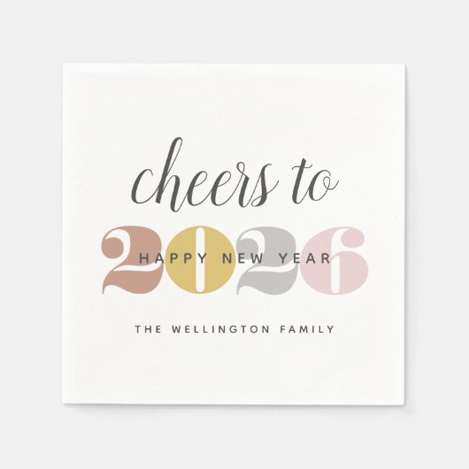 Chic Cheers tot 2022 White Gold New Year-papier Servet (Voorkant)