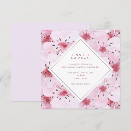 Chic Cherry Blossom Wedding Kaart (Voorkant / Achterkant)