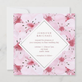 Chic Cherry Blossom Wedding Kaart