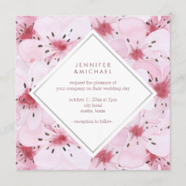 Chic Cherry Blossom Wedding Kaart