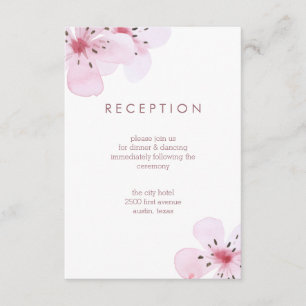 Chic Cherry Blossom Wedding Reception Informatiekaartje