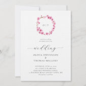 Chic Cherry Blossom Wreath Crest Monogram Weddensc Kaart (Voorkant)