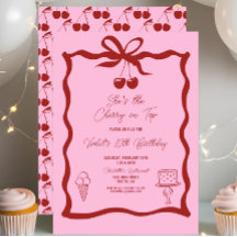 Chic Cherry op Top Bow Roze en Rode Verjaardag