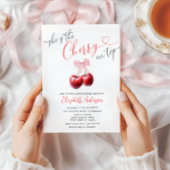 Chic Cherry op Top Coquette Baby shower Kaart