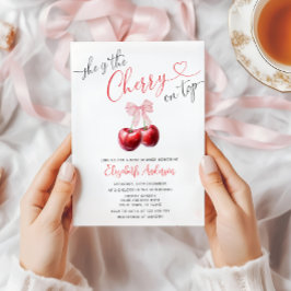 Chic Cherry op Top Coquette Baby shower Kaart