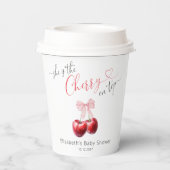 Chic Cherry op Top Coquette Baby shower Papieren Bekers (Achterkant)