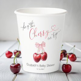 Chic Cherry op Top Coquette Baby shower Papieren Bekers
