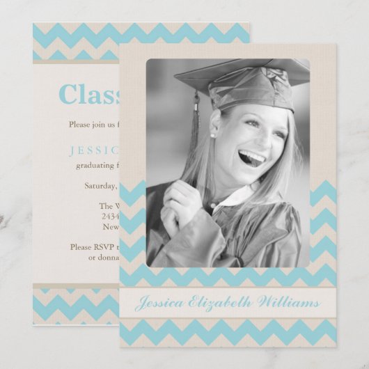 Chic Chevron Afstuderen Kaart (Voorkant / Achterkant)