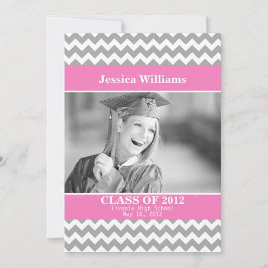 Chic Chevron Afstuderen Kaart (Voorkant)