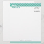 Chic chevron blauwgroen blauw met twee tinten stij briefhoofd sjabloon (Voorkant / Achterkant)
