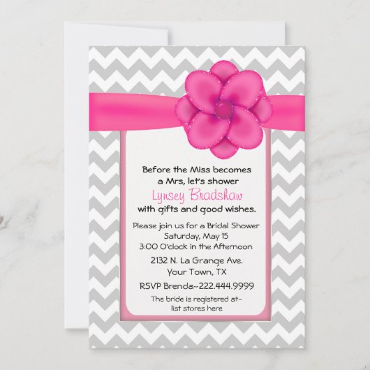 Chic Chevron Bridal Shower Kaart (Voorkant)