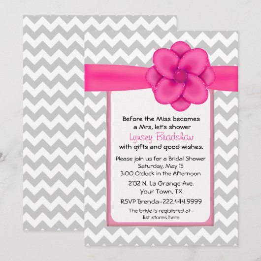 Chic Chevron Bridal Shower Kaart (Voorkant / Achterkant)