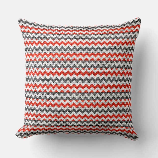 Chic Chevron Burlap Rustic #26 Kussen (Voorkant)