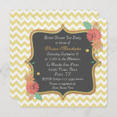 Chic Chevron en Floral Bridal Shower Invitation Kaart (Voorkant / Achterkant)