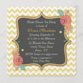 Chic Chevron en Floral Bridal Shower Invitation Kaart