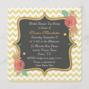 Chic Chevron en Floral Bridal Shower Invitation Kaart