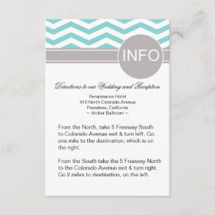 Chic Chevron Info Wedding Directions   blauwgroen Informatiekaartje