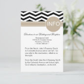 Chic Chevron Info Wedding Directions | zwart Informatiekaartje (Staand voorkant)