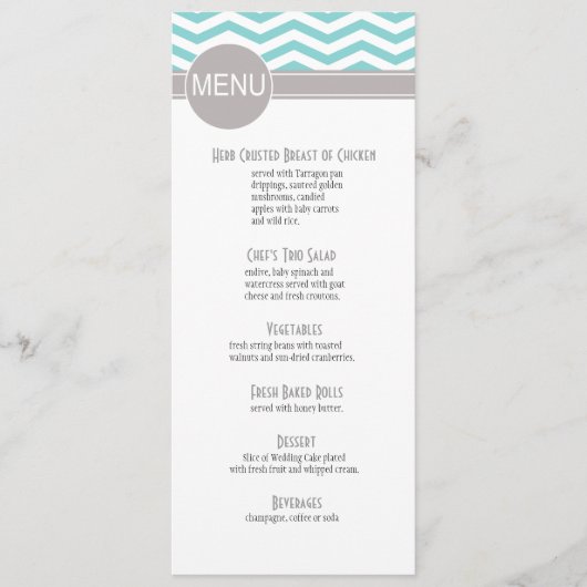 Chic Chevron menu | blauwgroen (Voorkant)