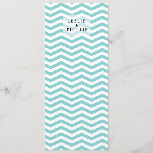 Chic Chevron menu | blauwgroen (Achterkant)