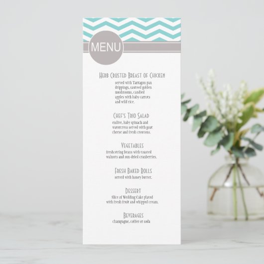 Chic Chevron menu | blauwgroen (Staand voorkant)