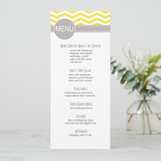 Chic Chevron menu | geel (Staand voorkant)