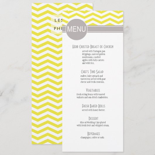 Chic Chevron menu | geel (Voorkant / Achterkant)