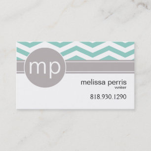 Chic Chevron Monogram   blauwgroen Visitekaartje