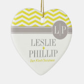 Chic Chevron Monogram | geel Keramisch Ornament (Rechts)