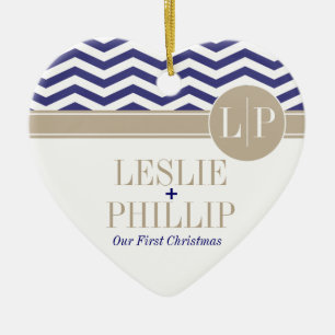 Chic Chevron Monogram   marine Keramisch Ornament