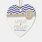Chic Chevron Monogram | marine Keramisch Ornament (Links)