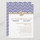 Chic Chevron Monogram | marineweddenschap Kaart (Voorkant / Achterkant)
