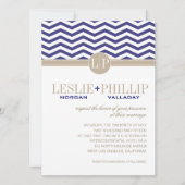 Chic Chevron Monogram | marineweddenschap Kaart (Voorkant)