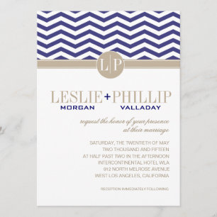 Chic Chevron Monogram   marineweddenschap Kaart