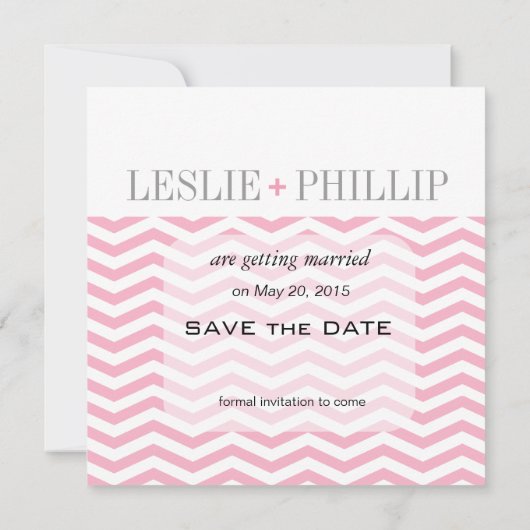 Chic Chevron Monogram Save the Date | roze (Achterkant)
