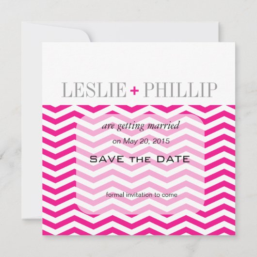 Chic Chevron Monogram sparen de Datum | fuschia Save The Date (Achterkant)
