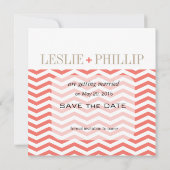 Chic Chevron Monogram sparen de Datum | koraal Save The Date (Achterkant)