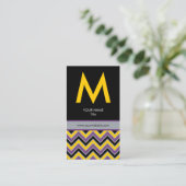 Chic Chevron Monogram Visitekaartje - Geel/zwart (Staand voorkant)