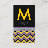 Chic Chevron Monogram Visitekaartje - Geel/zwart (Voorkant)